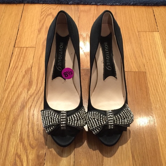 Boutique 9 Shoes - Black silk rhinestone pumps